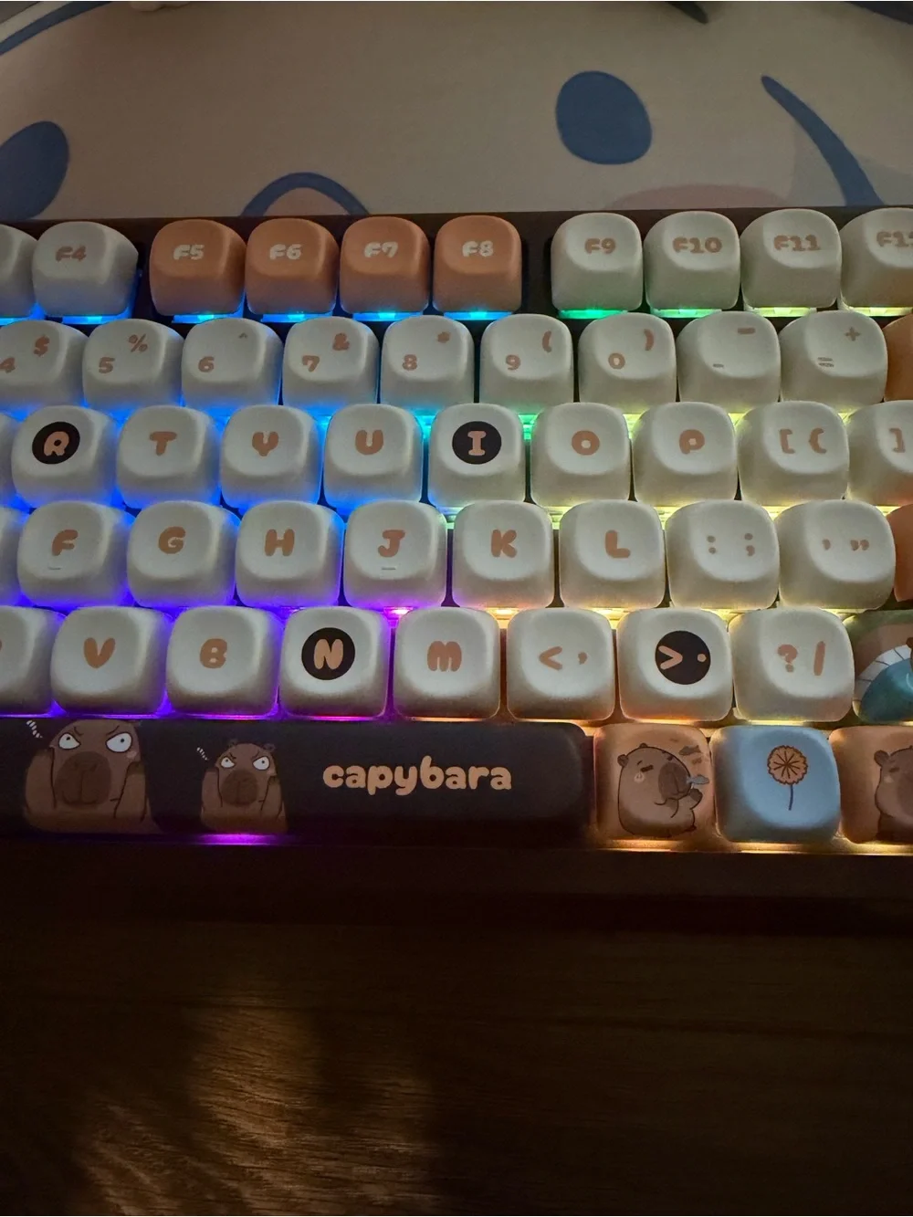 Capybara Brown & Cream Mechanical Keyboard — Themed Home Office Keyboard